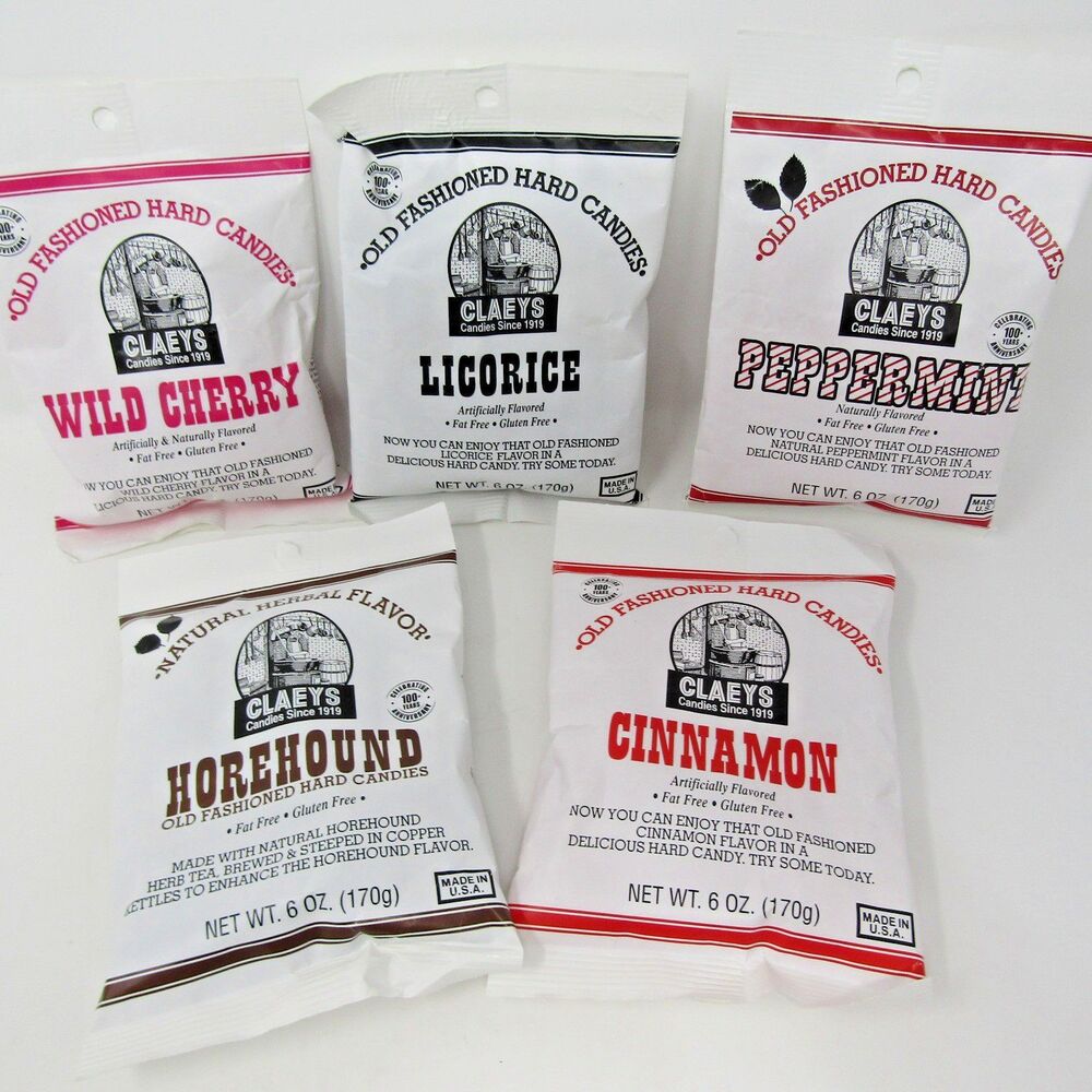 Claeys Old Fashioned Hard Candy Bundle Wild Cherry Horehound Cinnamon Peppermint